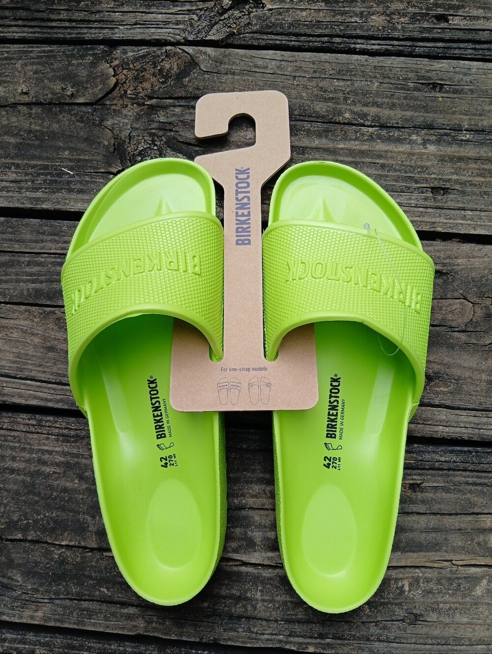 Birkenstock Unisex Lime Green Slide Sandals